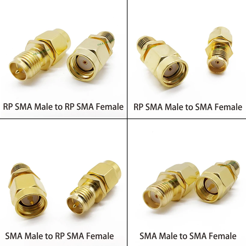 

1 шт. SMA RP SMA штекер-гнездо Разъем Преобразователь позолоченный SMA в RP-SMA RF коаксиальный адаптер для радиоантенны