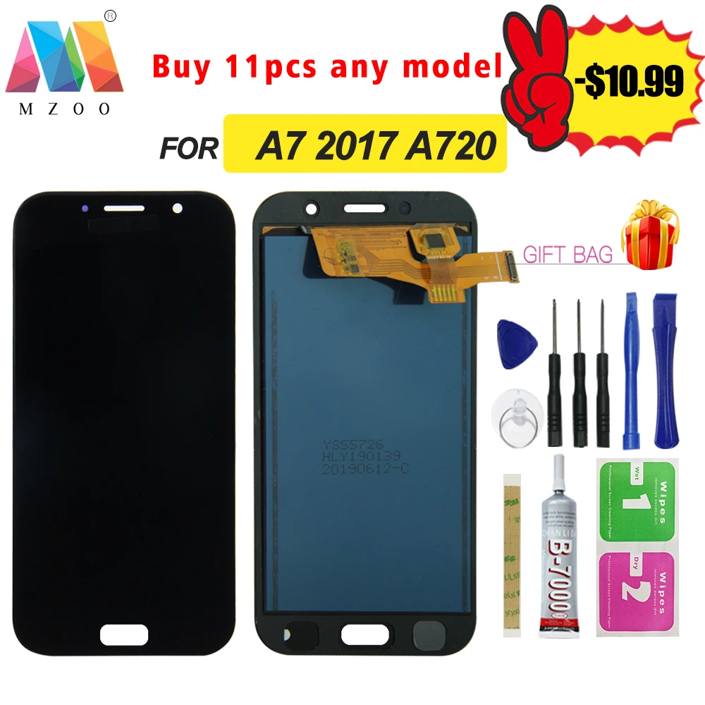Для Samsung Galaxy A7 2017 ЖК дисплей A720 SM A720F A720M с сенсорным экраном дигитайзер сборка