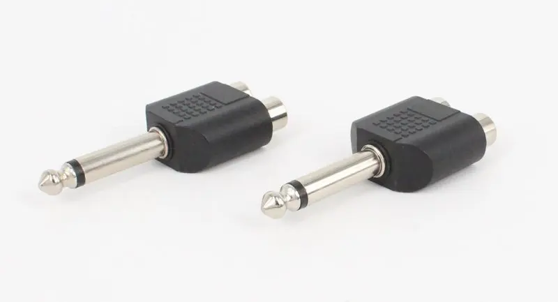 

Adapter Connector Converting Dual Track 6.35/6.5 to Dual RCA Female 6.5 to AV 6.35/6.5 Side for RCA 1-to-2