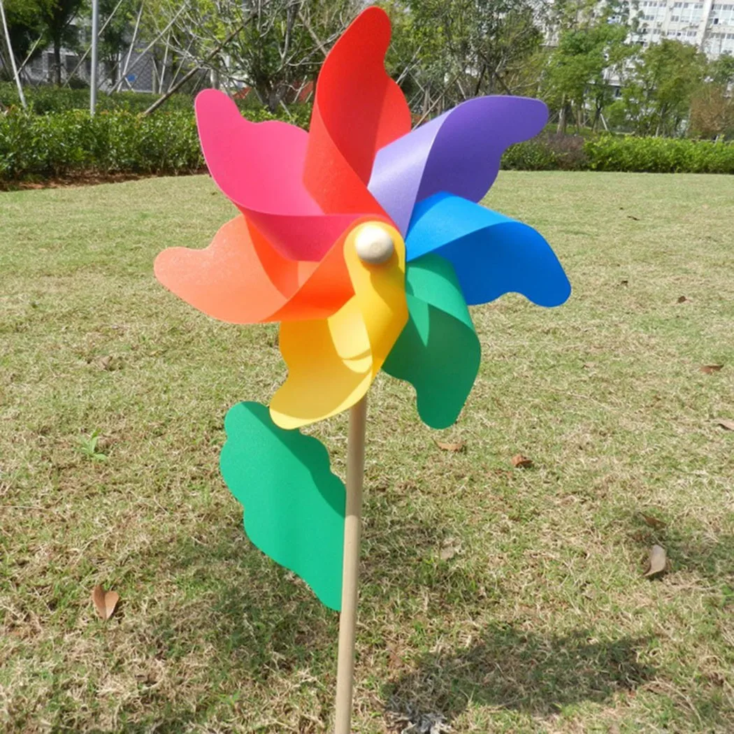 

5Pcs/Set Wind Spinner Simple Four Colors Windmill Pinwheel Wooden Pole Garden Decoration Kids Children Toys Wheel Outdoor