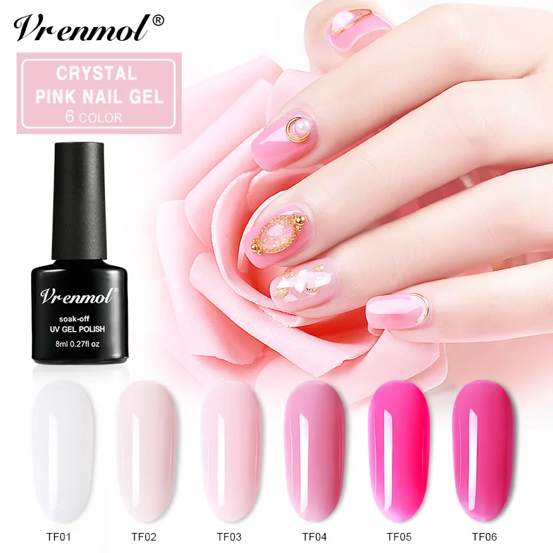Vrenmol прозрачный розовый маникюрный УФ Гель лак для ногтей гибридный телесный