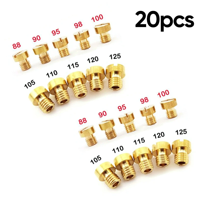20 шт./компл. M5x0.75mm золото основной струи для Mikuni Карбюратор VM22 VM24 VM26 125cc 150cc 200cc 250cc |