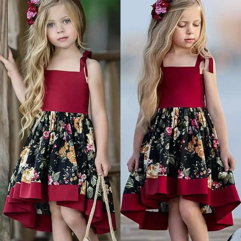 

Kids Girls Baby Print Summer Princess Dress Wedding Party Beach Holiday Dresses