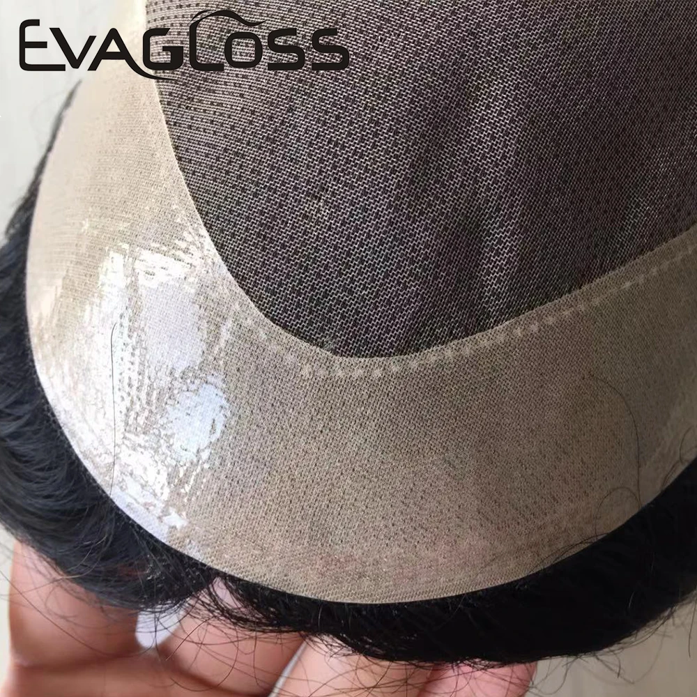 Парик на сетке EVAGLOSS для мужчин тонкие моноволосы натуральные человеческие