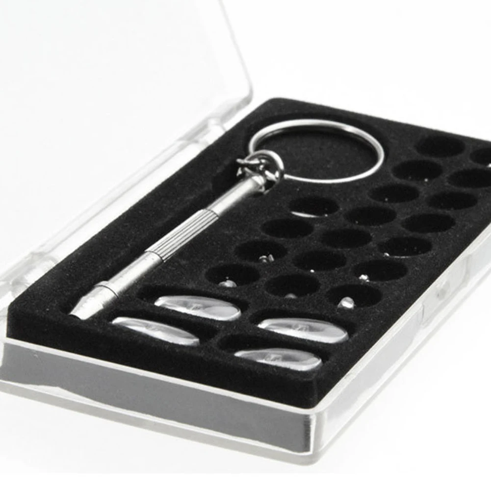 

Nose Pads Practical Screw Nut Durable Assorted Accessories Portable With Key Chain 3 In 1 Storage Box Eyeglass Repair Tool Set