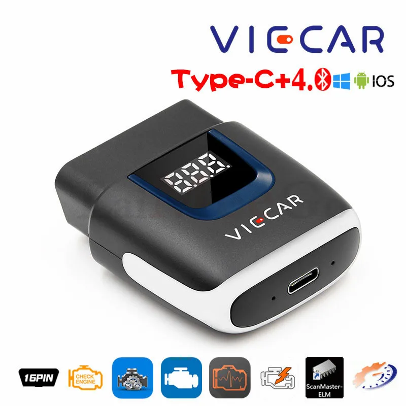Viecar ELM327 V2.2 OBD2 считыватель кодов Bluetooth 4 0 WIFI USB Type-c для Android/IOS сканер ELM 327 OBD 2
