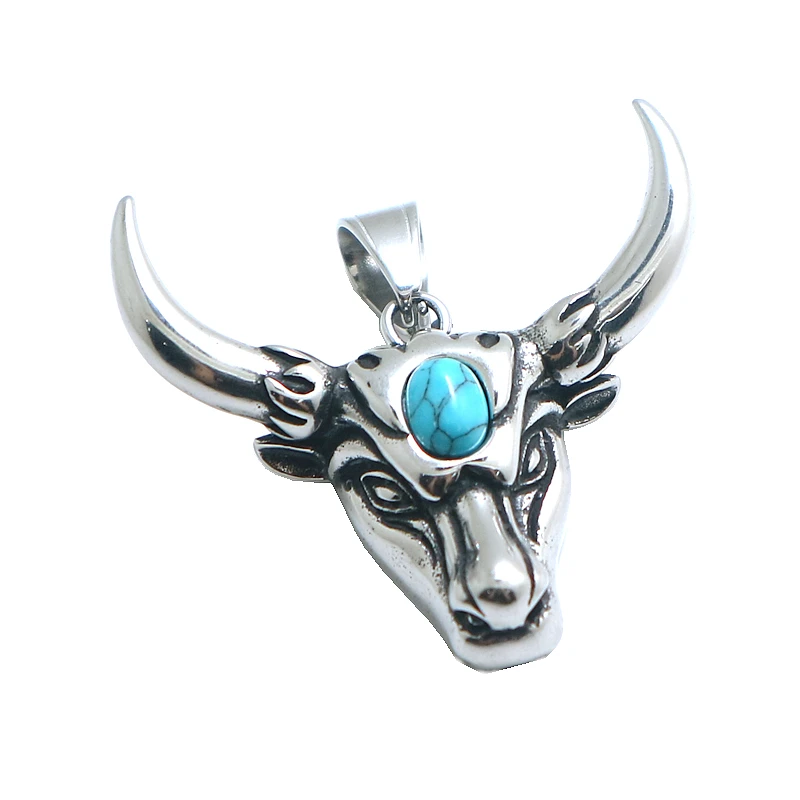Классический винтажный кулон в виде головы вола из нержавеющей стали 316L |