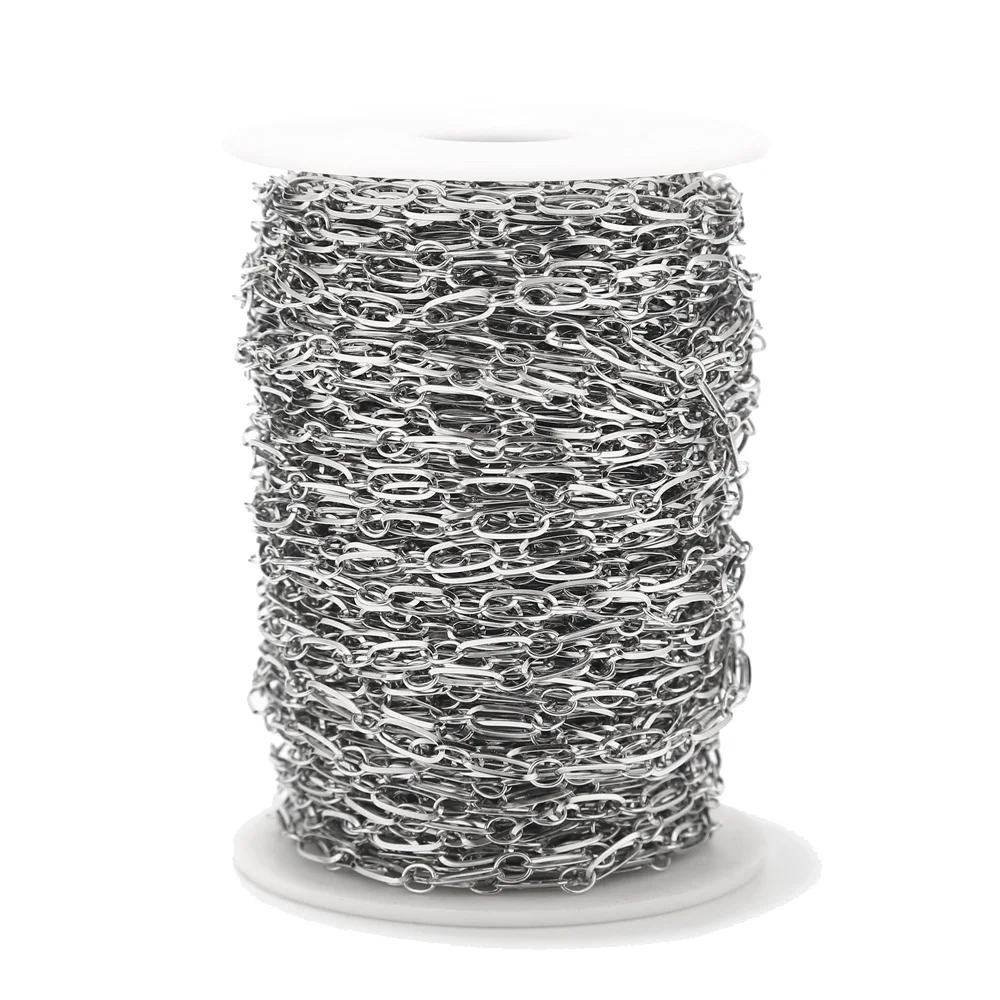 Steel O D chain 1 метр 4 мм ширина новейший дизайн нержавеющая сталь золото овальные звенья цепи Rolo фурнитура подходит для изготовления ювелирных изделий - Цвет: Steel O D chain