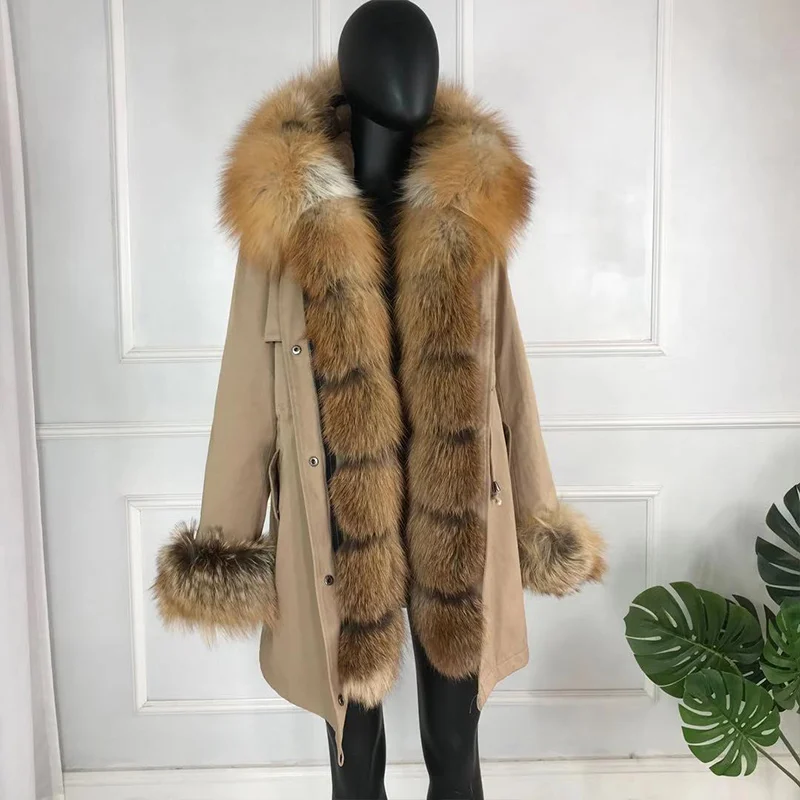 Новые чернобурки меховой парка пальто женские трикотажные silver fox меховой подкладке парки Черный зимой толстые Настоящее пальто с мехом теплые женские верхняя одежда - Цвет: 27
