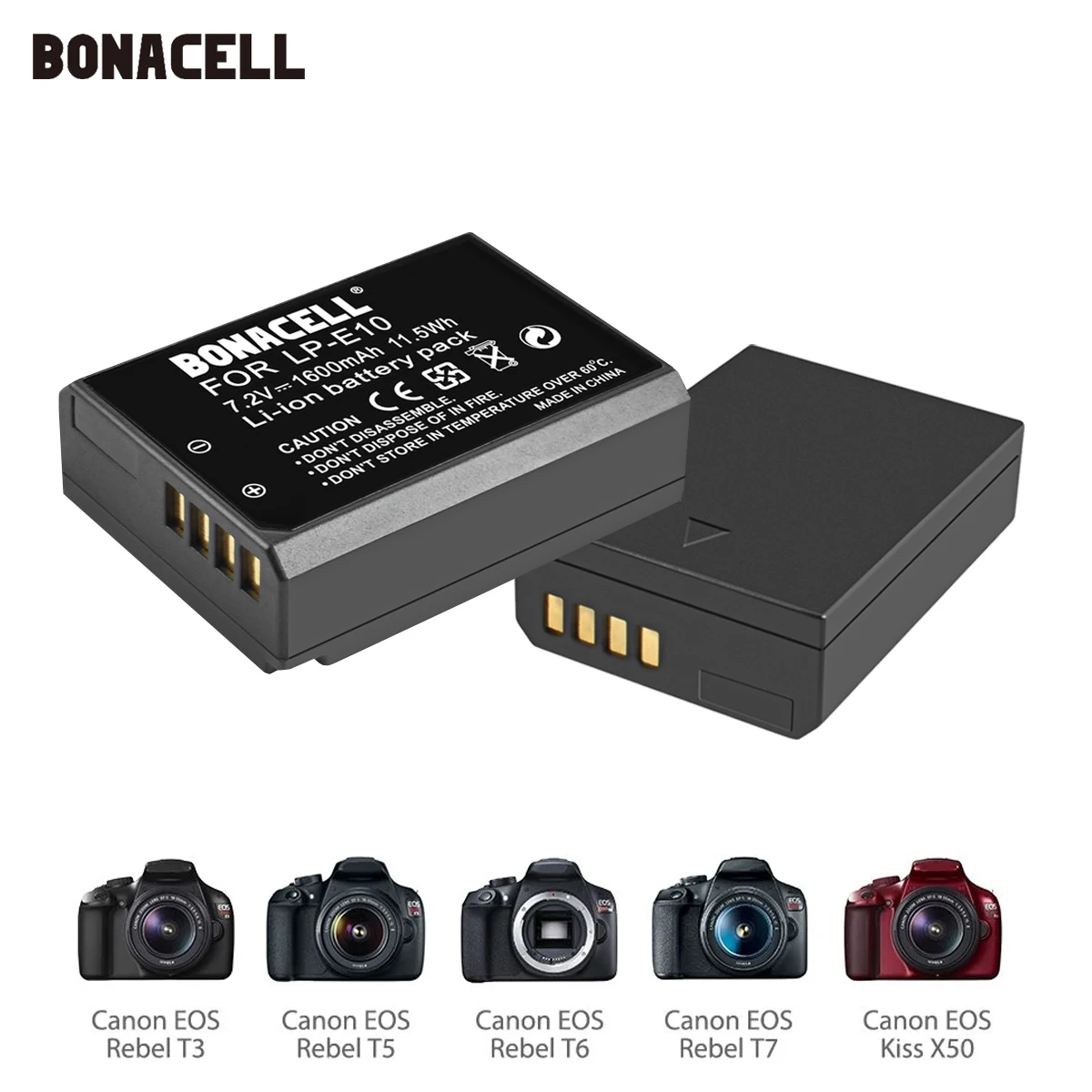 Аккумулятор для цифровой камеры Bonacell LPE10 LP E10 Canon EOS 1100D 1200D 1300D 2000D Rebel T3 T5 T6 KISS X50 X70