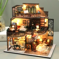 cutebee diy dollhouse miniature doll house diy light building kit wooden model toys for children birthday gift