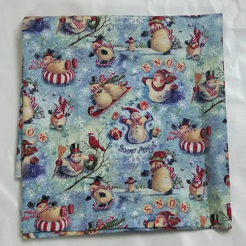 50x105 см Серебристая штампованная блестящая Рождественская хлопковая ткань с