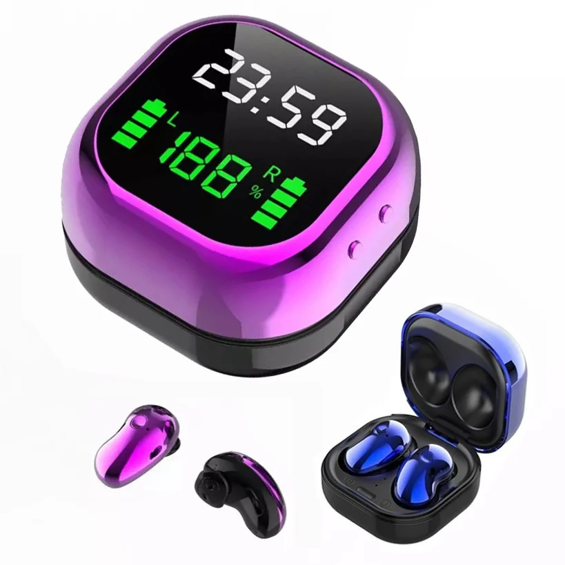 

Bluetooth Headest 5.1 Wireless Headphone With Clock Watch Sport Waterproof S6 TWS Bluetooth Earphone Touch Control Music Earbuds