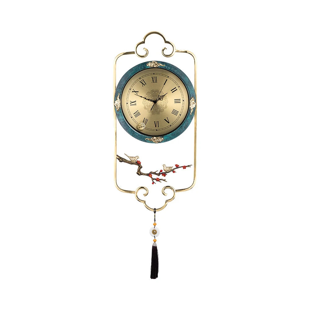 

Chinese Style Manual Sculpture Metal Color Wall Clock