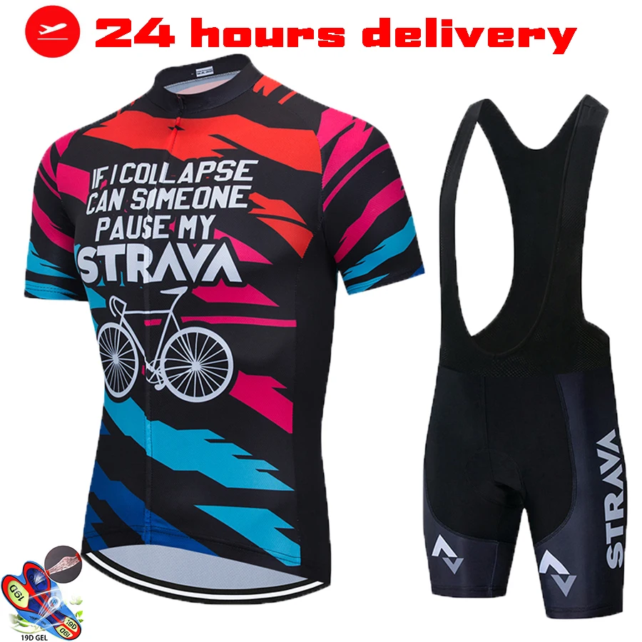 

STRAVA Summer Pro Cycling Jersey Set Racing Bicycle Clothing Man Maillot Ropa Ciclismo MTB Bike Clothing Sportswear Cycling Set