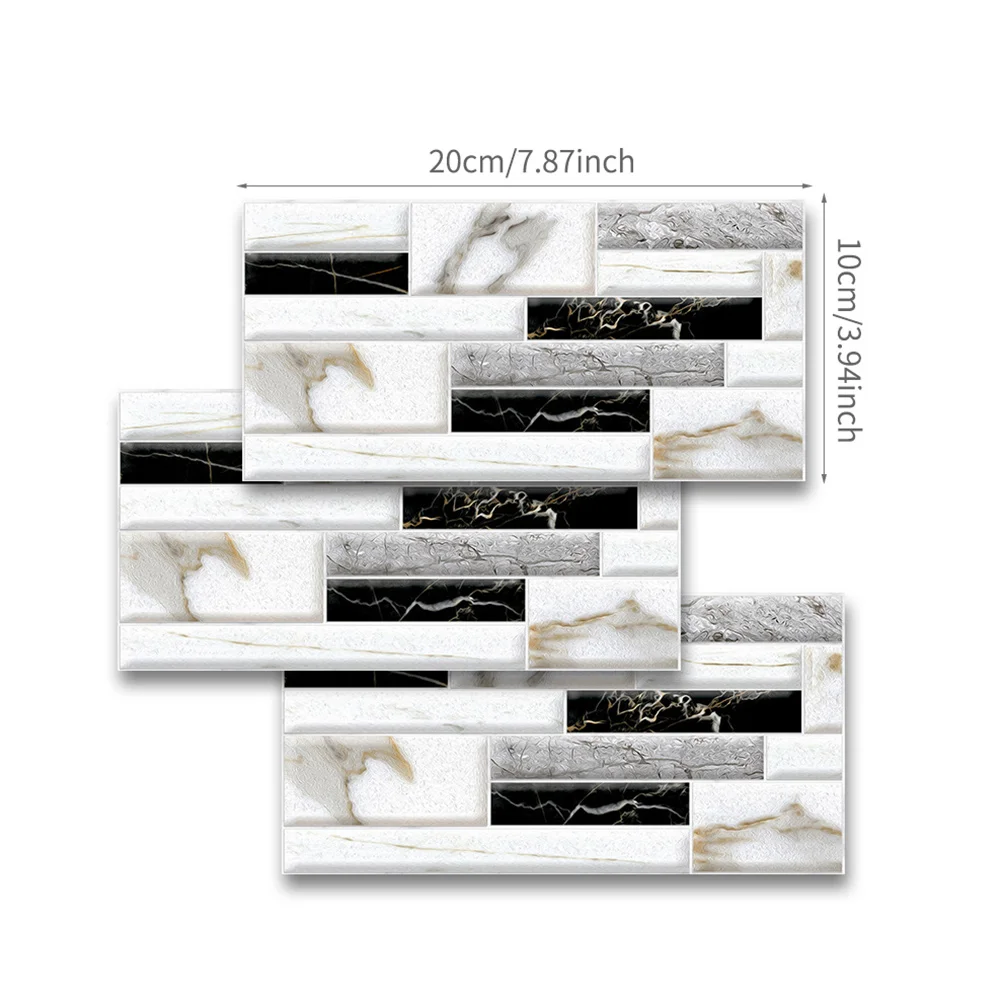 

9pcs 3D Wall Stickers Self-adhesive DIY Embossed Stone Home Decor Living Room Kitchen Decoration