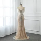 Женское вечернее платье-русалка, длинное облегающее платье, с бисером, элегантное, 2021