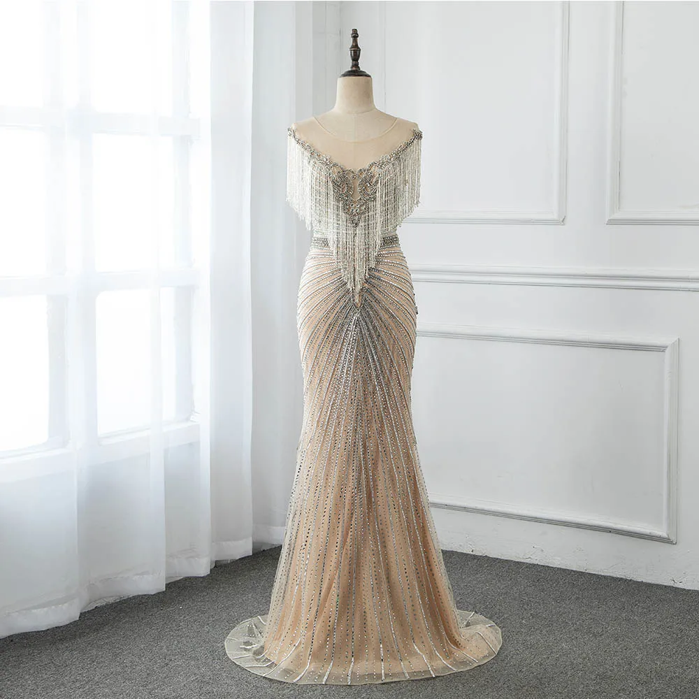 Vestido De Festa 2021 роскошные стразы телесного цвета Длинные вечерние платья Русалочки