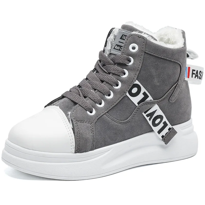 

2021 winter new cotton shoes Plush versatile middle top thick soled Plush warm snow boots shoes for women sneakers vans shoes