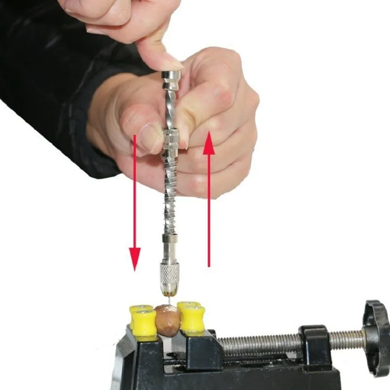 

Mini Semi-Automatic Manual Hand Drill Aluminum Spiral Hand Manual Push Chuck Twist Micro Drill Bit 0.3-2mm Wood Model Manual