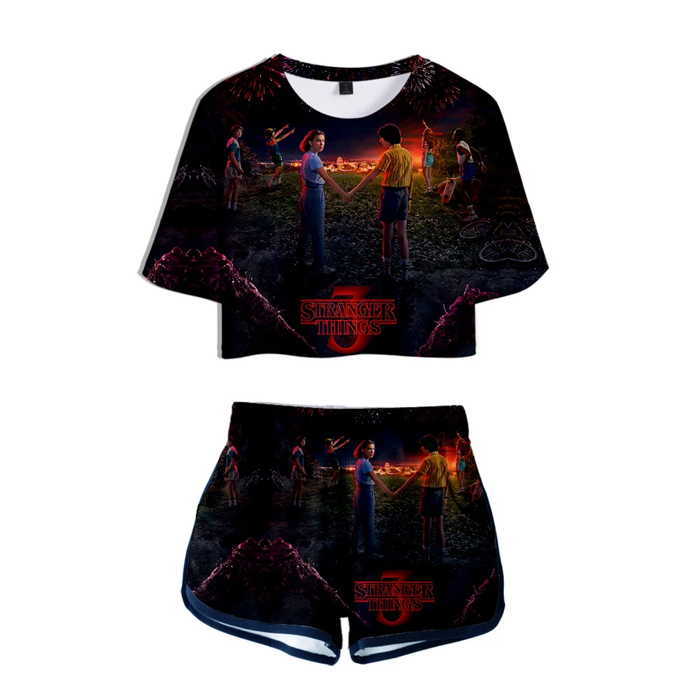 

Popular TV series Stranger Things Season 3 Two-piece Ladies/Girls New Fashion Print Stranger Things Short T-shirt Pants