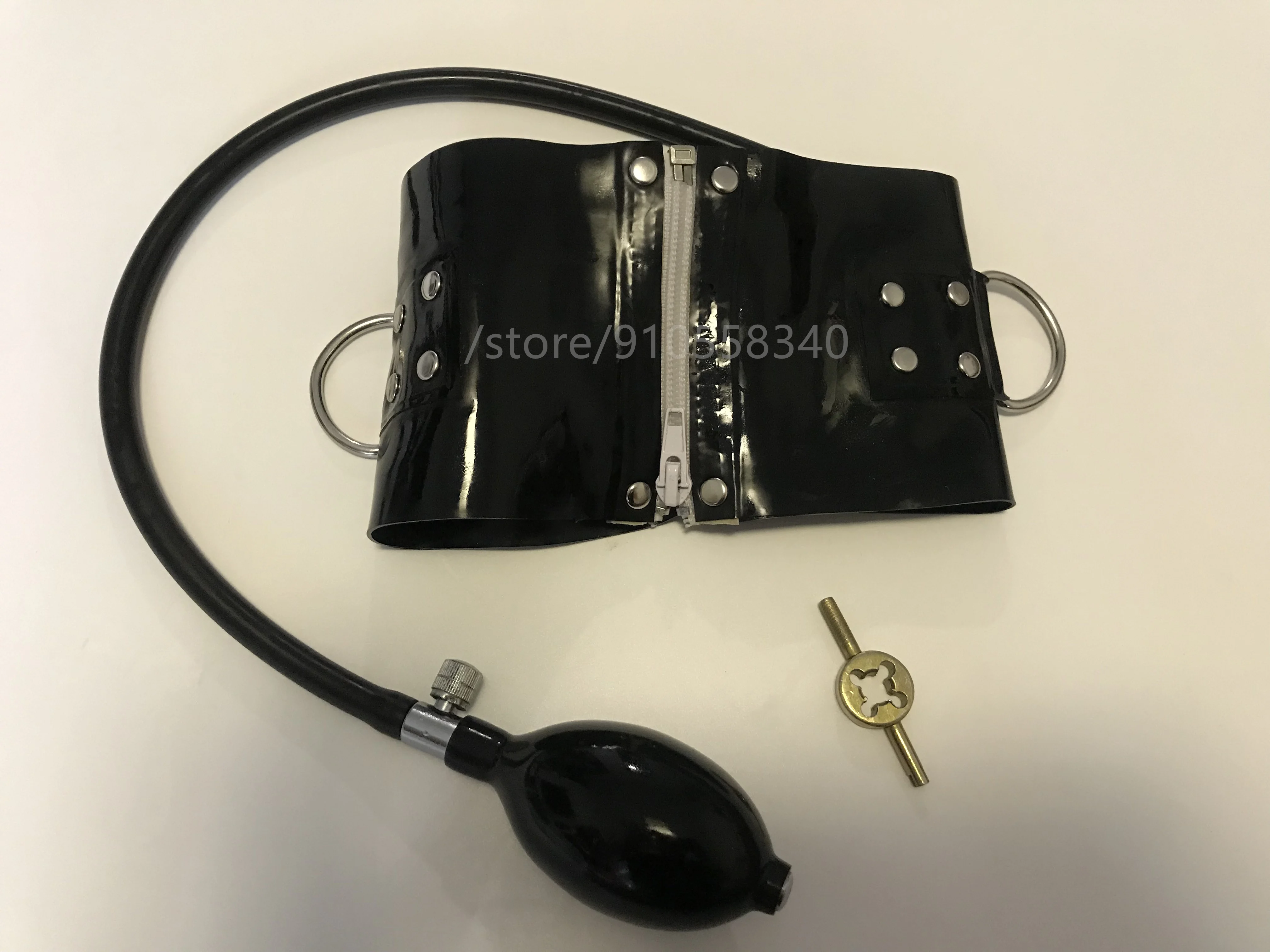 Соблазнительный черный латексный шейный корсет воротник с застежкой-молнией