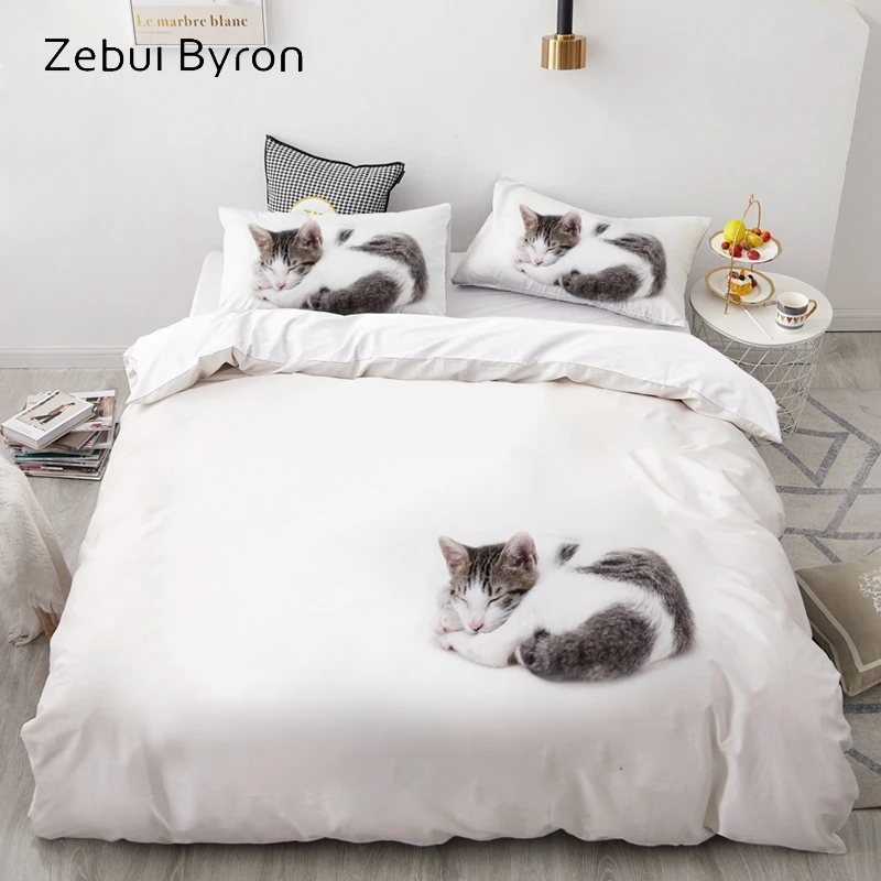 3D luxury Bedding Set Custom/King/Europe/USA Duvet Cover Quilt/Blanket Bed set Animal cute cat pattern drop ship | Дом и сад