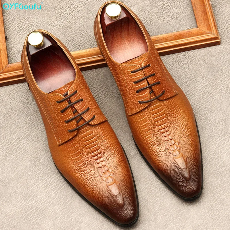 Мужские модельные туфли ручной работы из натуральной кожи Качественные