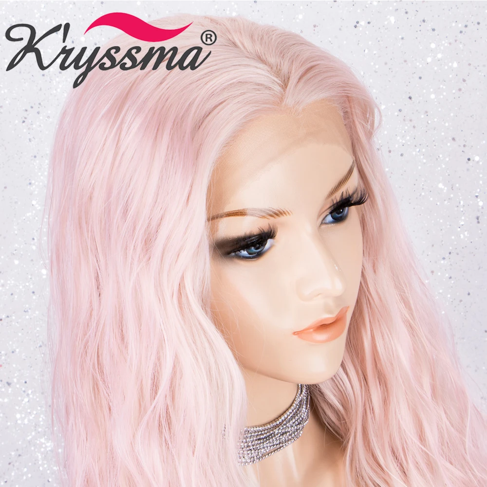 Kryssma 13x3 кружева свободная волна розовый парик Длинные Синтетические парики на кружеве для черных женщин косплей парик кружева спереди Термостойкое волокно