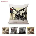 Акварельные чернила брызги искусство мотоцикл гоночная сцена домашняя декоративная подушка для дивана чехол для мотоцикла Route66 нордическая льняная наволочка
