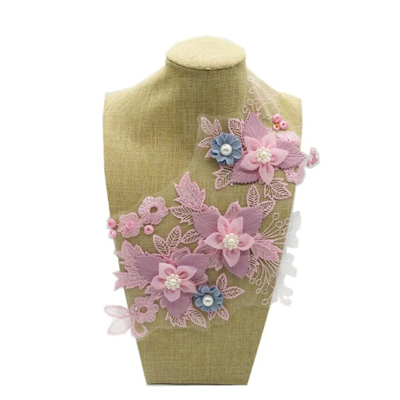 Розовые бугенвиллеа ручной работы патчи трехмерный цветок вышивка тканевые