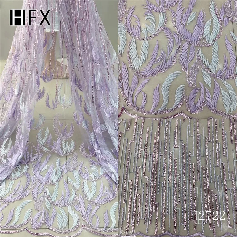 HFX роскошный блестящий вышитый французский сетчатый кружевной африканский шнурок ручной работы из бисера зеленое платье Тюль Чистая кружевная ткань F2723