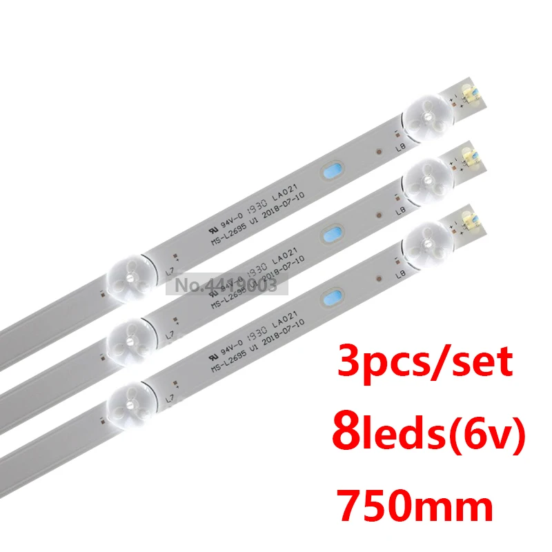 

1set=3pcs LED Backlight strip 8 lamp for Rca Rtv4019sm 6V/LED 750mm MS-L2695 V1