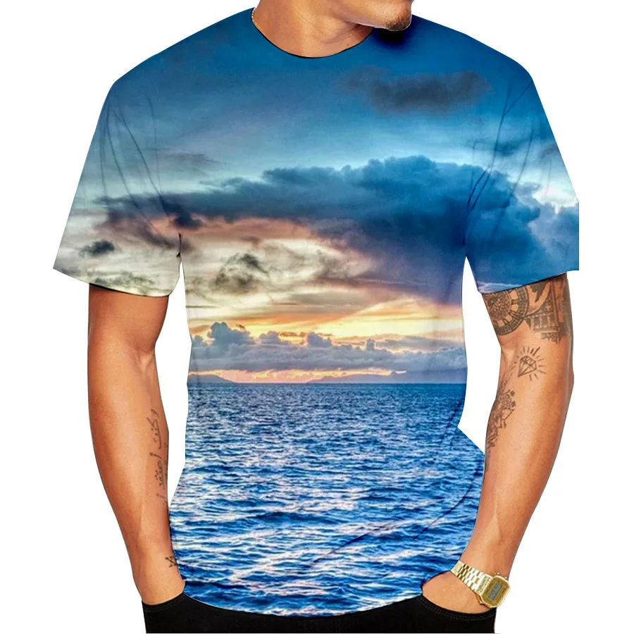 

2021 new fashion men's T-shirt beautiful starry sky 3D printed T-shirt summer casual round neck street clothes