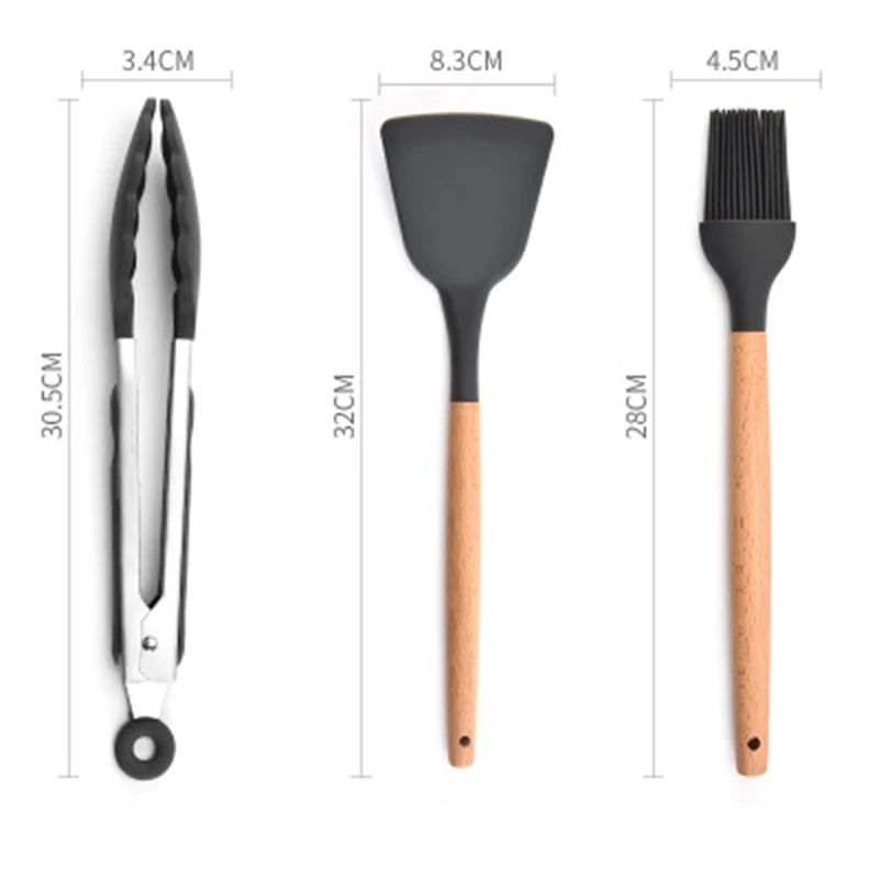 Набор посуды из черного силикона термостойкие антипригарные Инструменты для