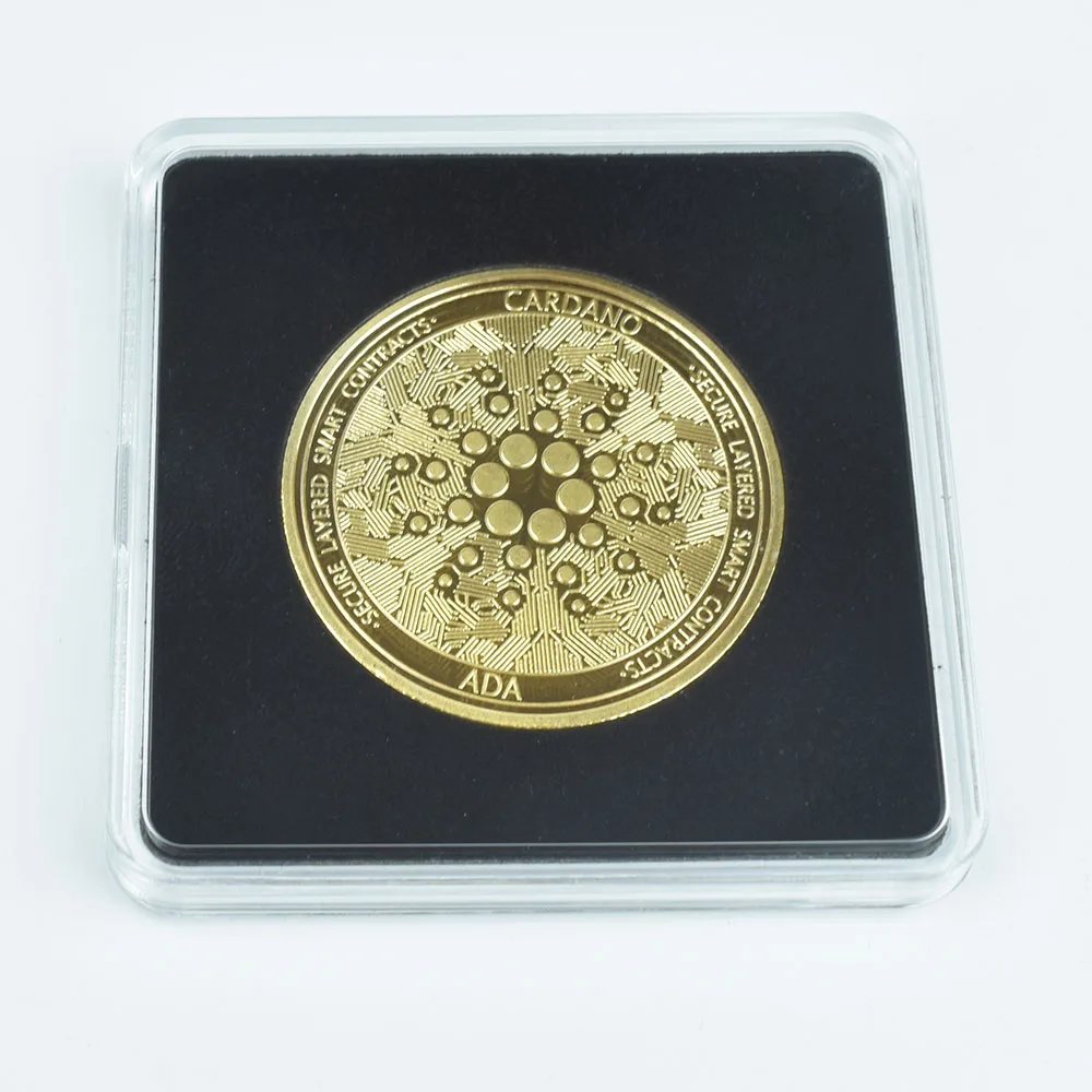 

Gold Plated Cardano ADA Coin FIL IOTA Coin Commemoration Metal Coin with Transparent Acrylic Case