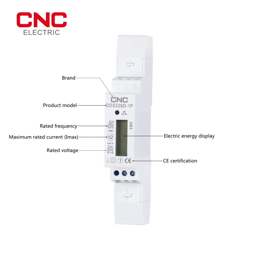 Однофазный измеритель энергии на Din-рейке CNC DDS226D-1P LCD 220 в 230 240 В 5(25)A 5(30)A 5(45)A AC |