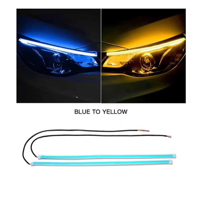 

2 шт. Led DRL Габаритные огни указатель поворота DRL светодиодные полосы света автомобиля аксессуары тормозной Габаритные огни светодиодные фары для автомобиля