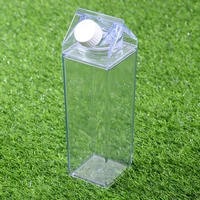 500ml plastic clear milk box bottle water juice sport leakproof cup drinking water bottle transparent reusable portable