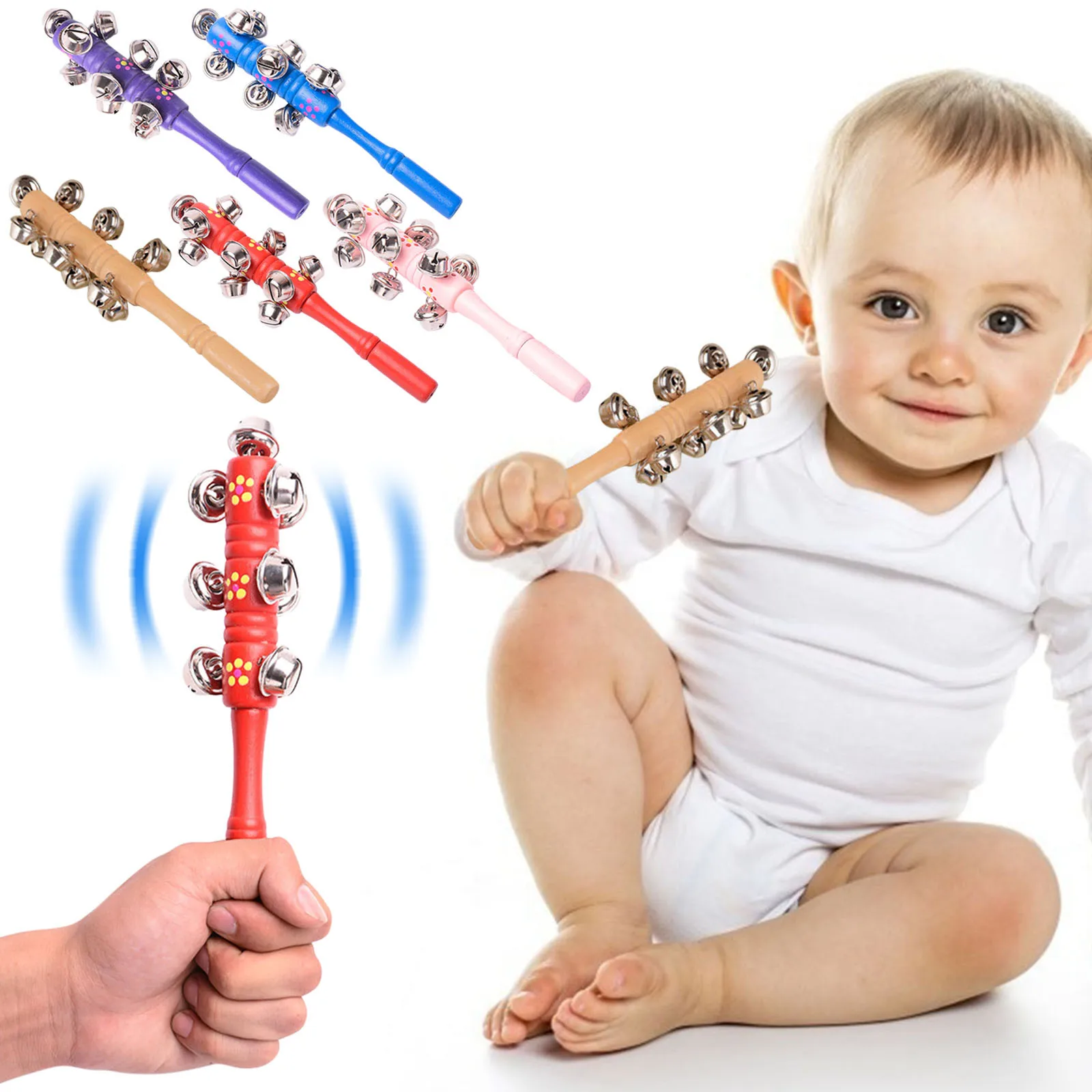 

1pcs Kids Christmas Hand Jingle Bells Hand Sleigh Bells Decoration Bells Musical Instrument Christmas Decorations Navidad Gifts