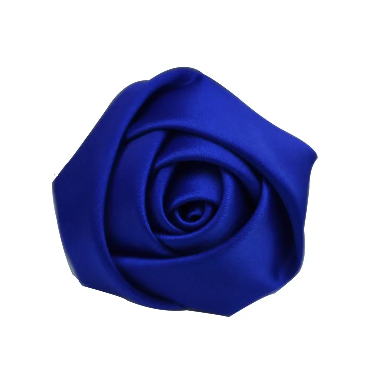 royal blue 10 шт./лот Размеры 5 см сатин милый розовый цветок тканевый цветок из шелка ручной работы DIY Свадебный Цветочный букет ткань для волос аксессуары - Цвет: royal blue