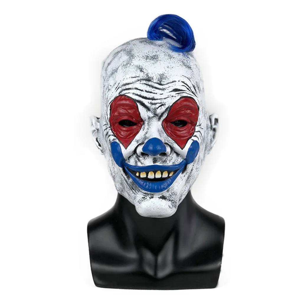 Забавная маска Джокера для косплея взрослых голубые волосы клоун латексные