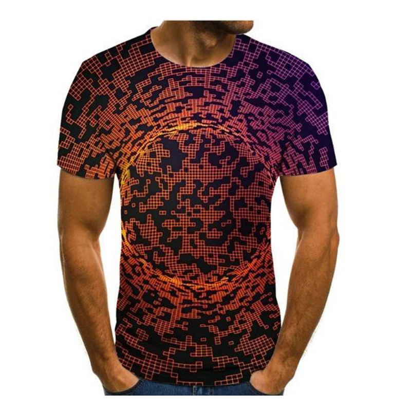 

2021 Fashion Casual Short Sleeve Three-Dimensional Vortex Men T-Shirt 3D Printed Summer O-Neck Daily Casual Funny T-Shirts