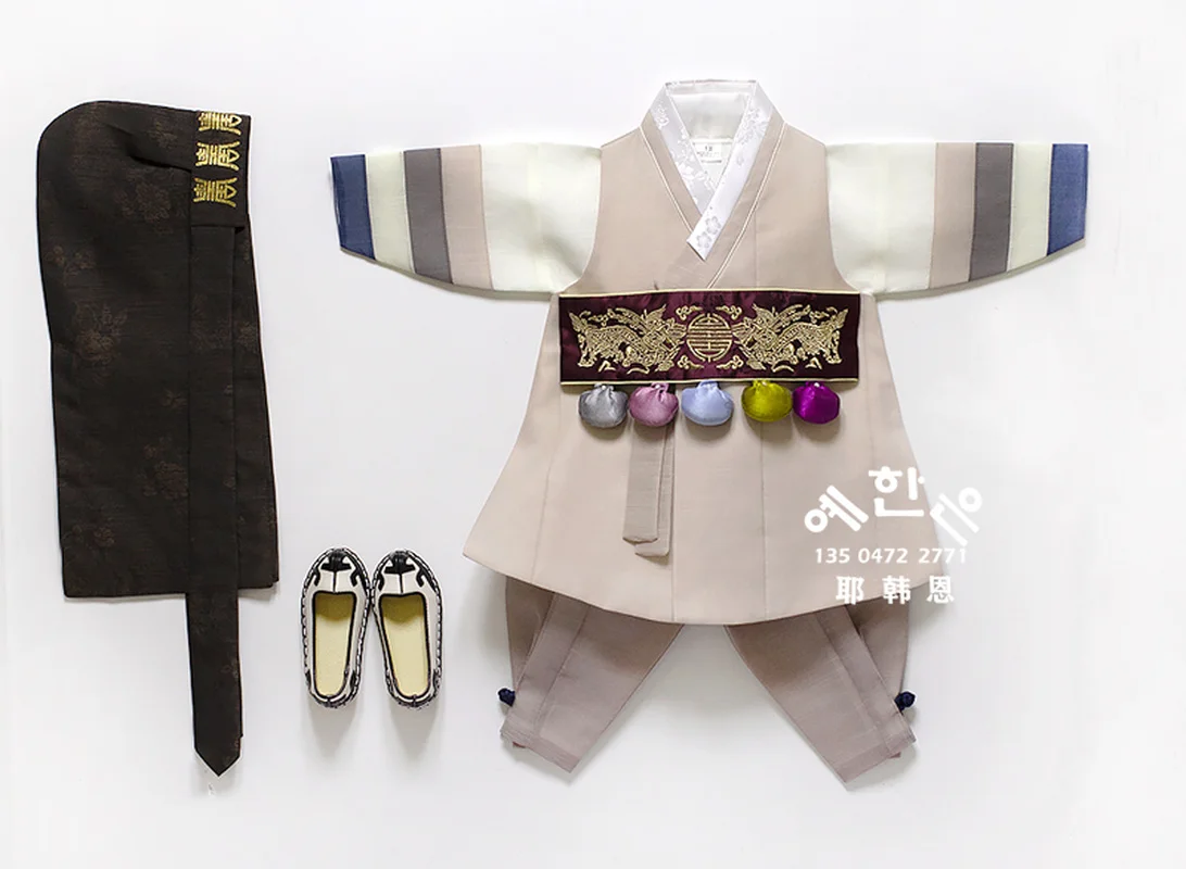 

South Korea Imported High-end Hanbok Fabric 100-day Suit Boy Hanbok Mid-length Customization