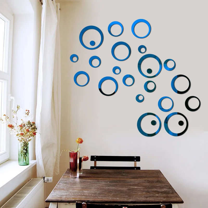 

26/24pcs 3D Mirror Wall Round DIY TV Background Room Stickers Wall Decor Bedroom Bathroom Home Decoration Mirror Stationery