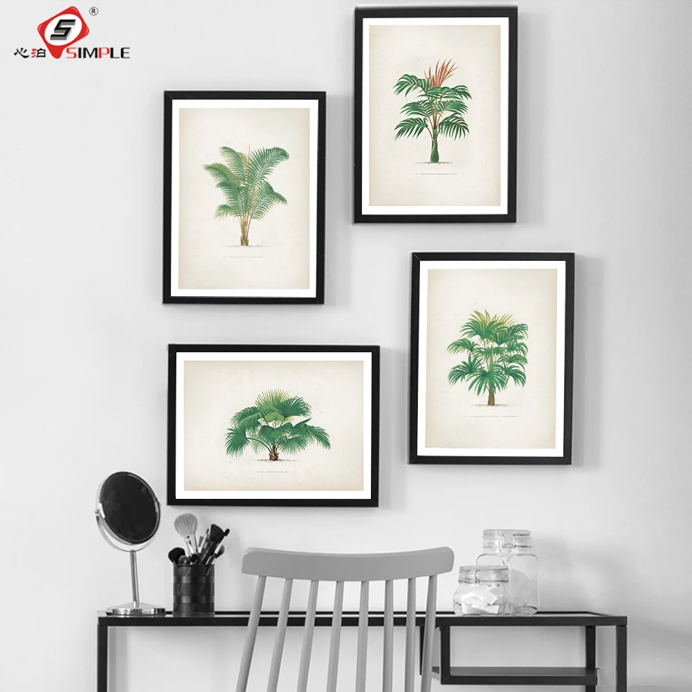 

Vintage Background Art Print Canvas Painting Plants Rhopalostylis Poster Wall Picture For Living Room Bedroom Nordic Home Decor