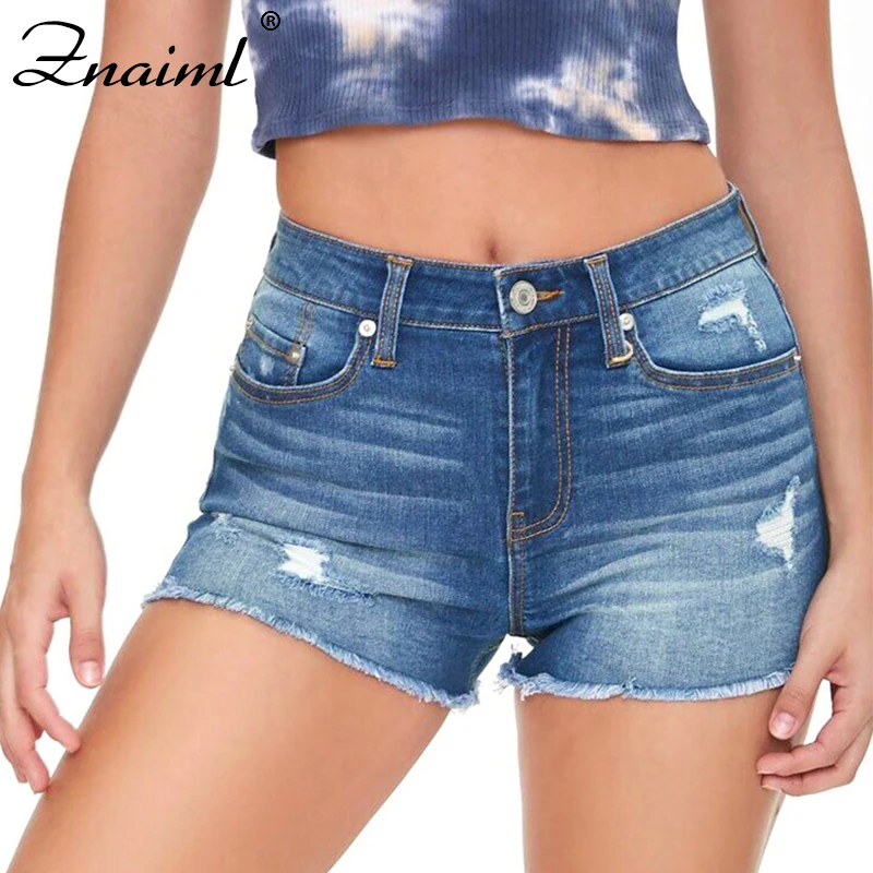 

Znaiml Women Fashion Ripped High Waisted Straight Denim Shorts Vintage Summer Casual Pocket Short Jeans Ladies Hotpants Shorts