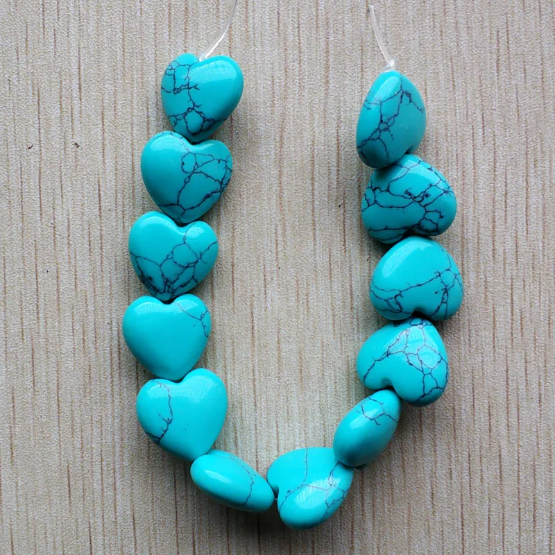 blue turquoise Новые модные высококачественные бусины в форме сердца из натурального камня 16 мм для изготовления ювелирных аксессуаров,, 23 шт./лот - Цвет: blue turquoise