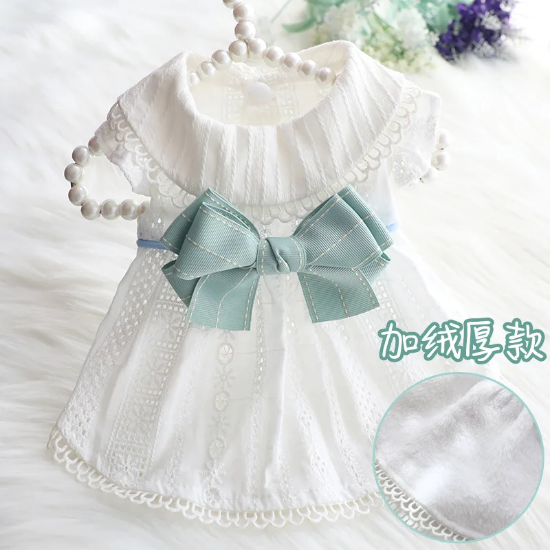 Белое платье принцессы одежда для собак бант маленький костюм юбка милый