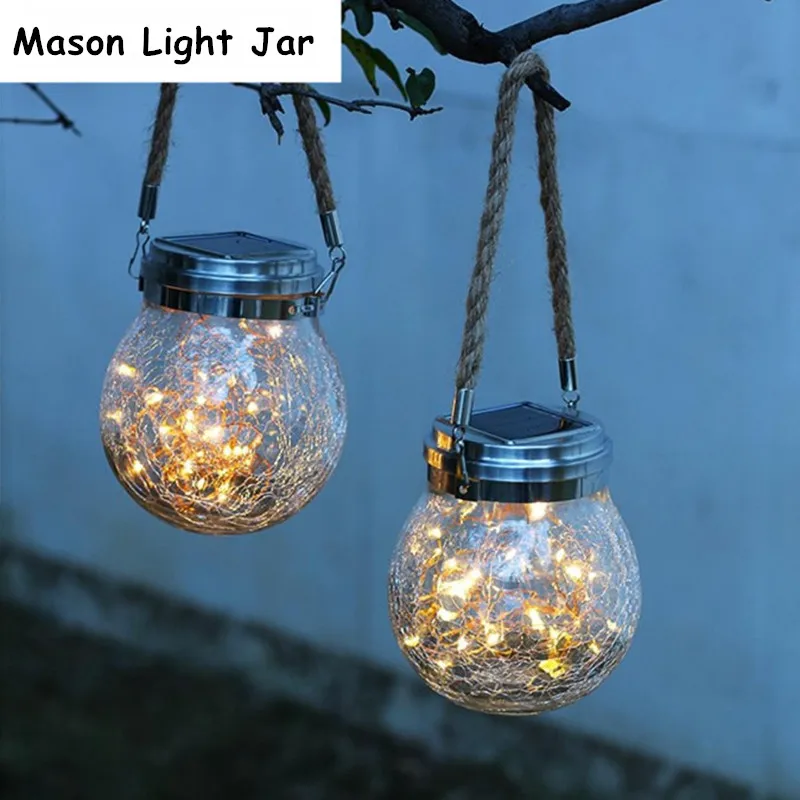 

Solar Mason Light Jar LED Fairy Light Outdoor Round Garden Fairy Lamp For Balcony Party Yard Wedding Decor Christmas Decoration